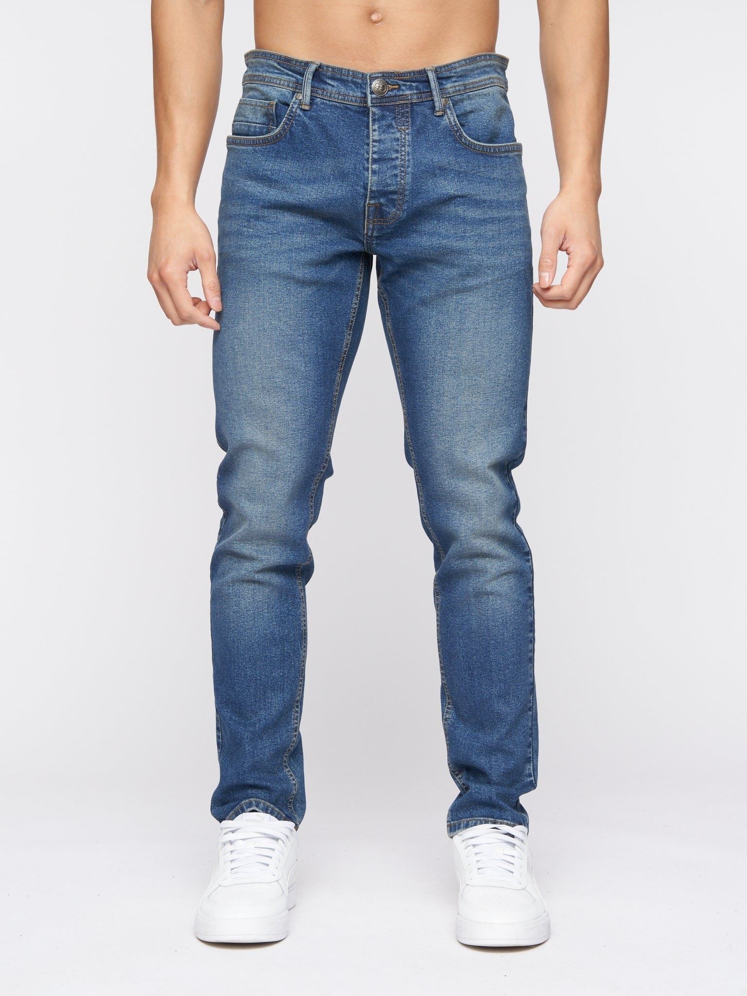 Jeans Crosshatch Slim Fit Denim Stone Wash