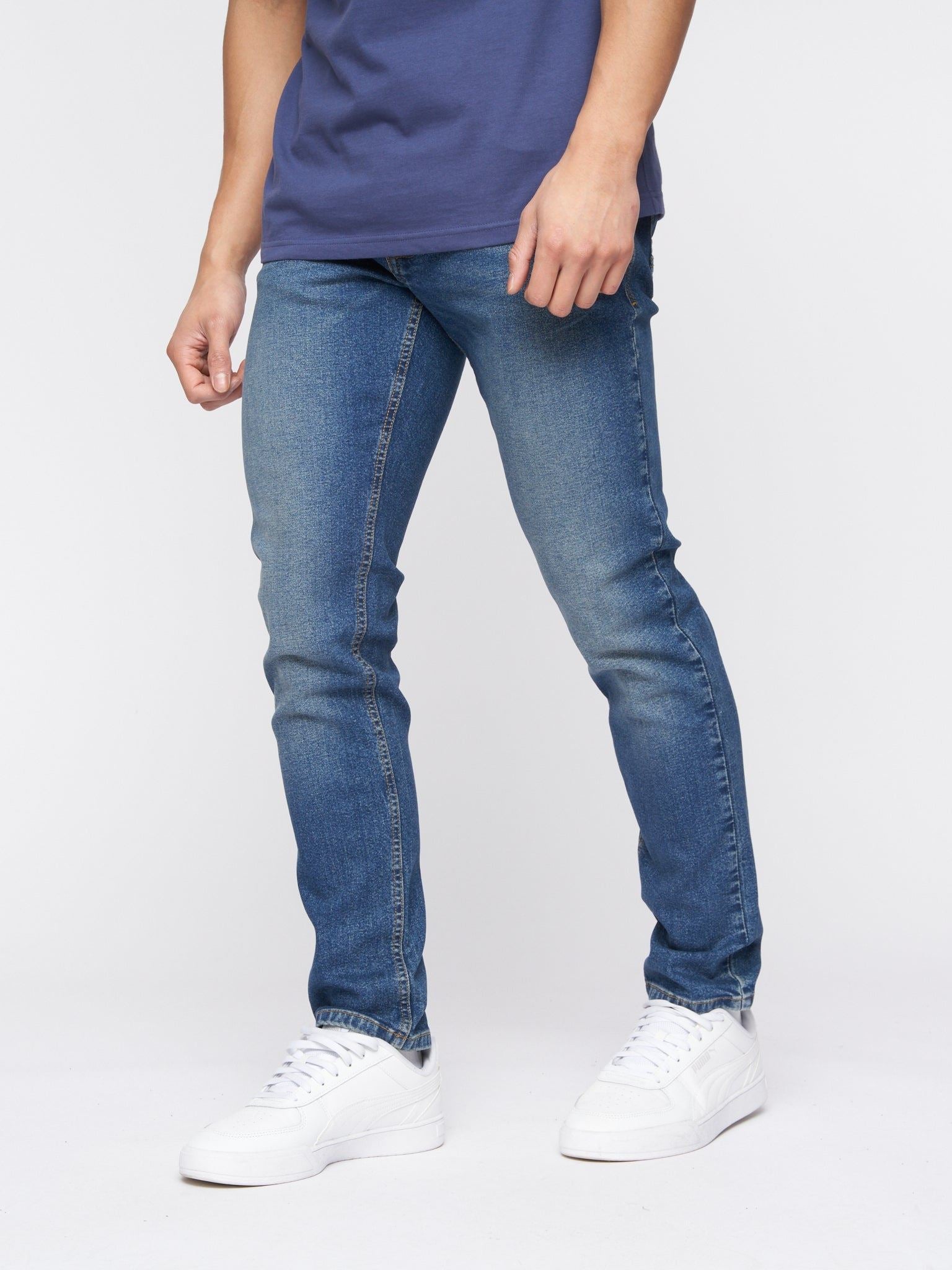 Jeans Crosshatch Slim Fit Denim Stone Wash
