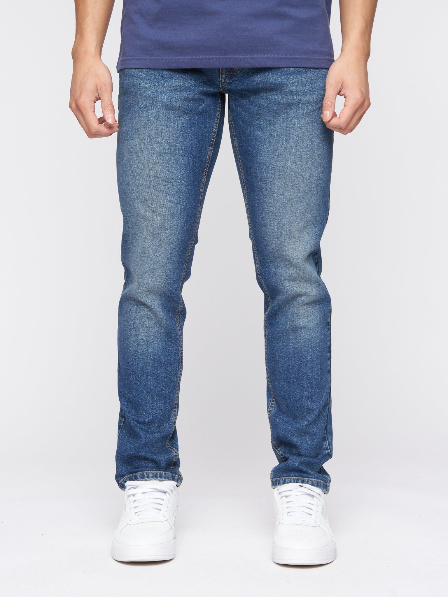 Jeans Crosshatch Slim Fit Denim Stone Wash