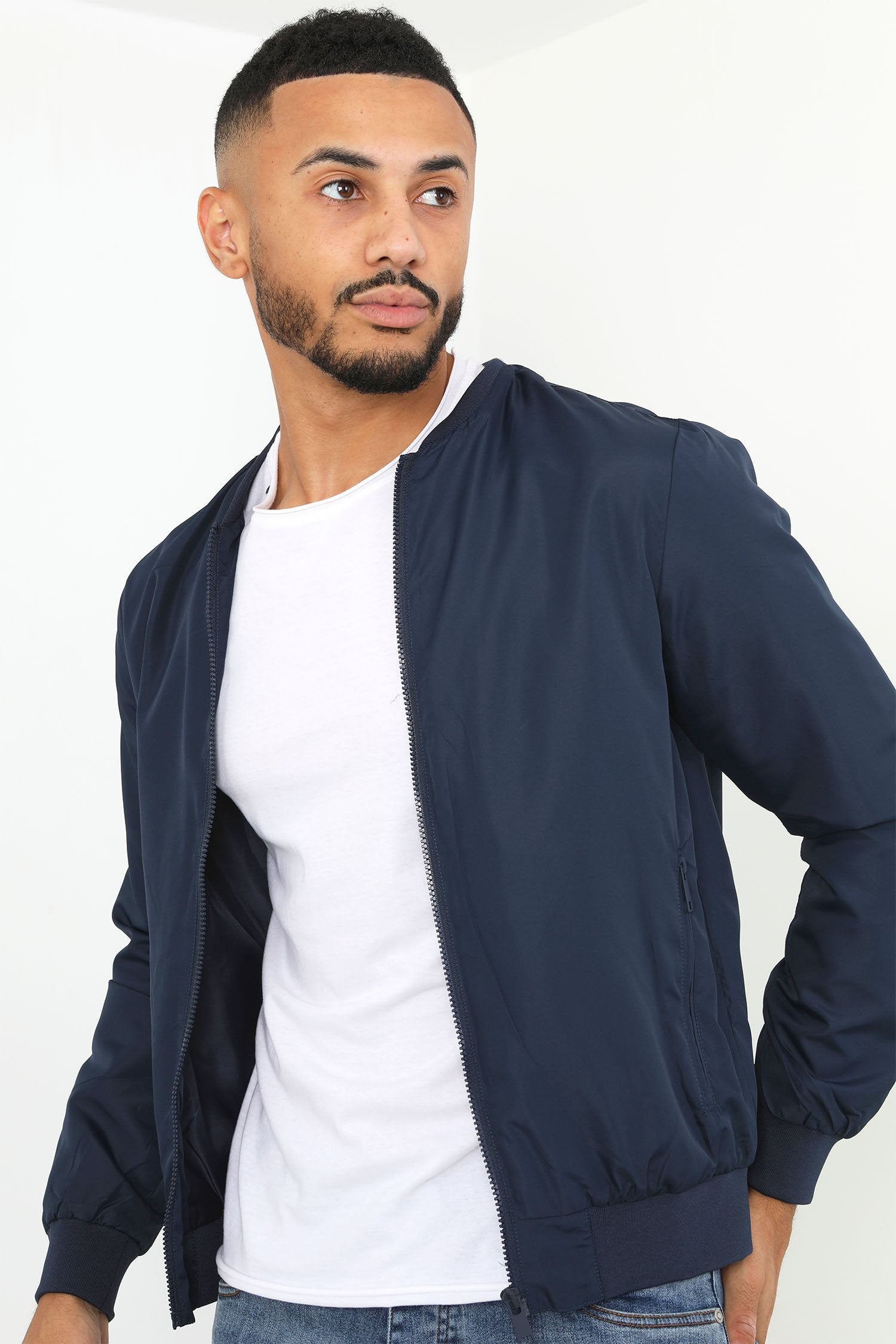 Veste de bombardier Brave Soul UK Sanjay Bleu nuit
